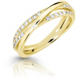 Z70-477 Zlatý prsten s bílými zirkony