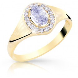 Z70-493 Zlatý prsten s bílými zirkony