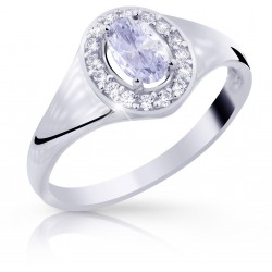 Z70-501 Zlatý prsten s bílým zirkonem