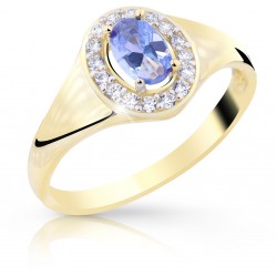 Z70-504 Zlatý prsten se světle modrým zirkonem