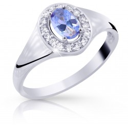 Z70-505 Zlatý prsten se světle modrým zirkonem