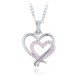 S50-527 Stříbrný náhrdelník dvojité srdce se zirkony