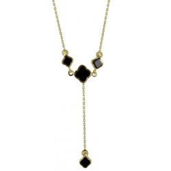 Z50-616 Zlatý náhrdelník s černými kameny