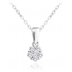 S50-535 Stříbrný náhrdelník kytička s bílými zirkony