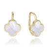 S45-061 Pozlacené stříbrné náušnice s bílou perletí